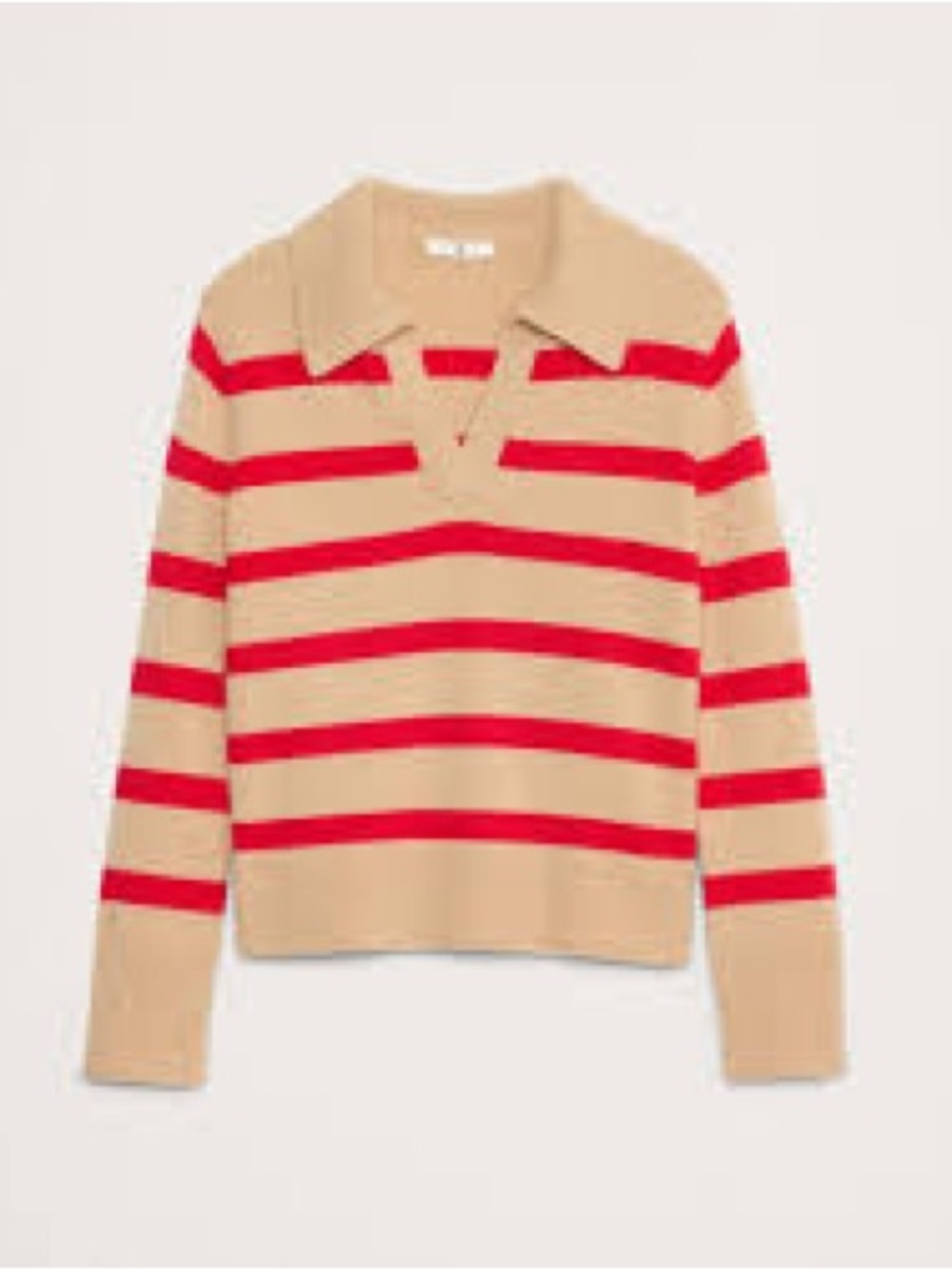 Banana Republic 100% Cashmere Beige Sweater with Red Stripes
